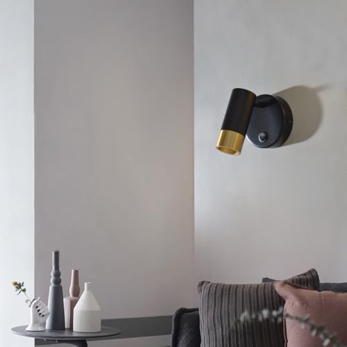 Image of Wall Sconce with Switch,Black and Gold Bedroom Lights for Wall Hardwired,Modern Sconces Wall Light with Rotatable Lampshade,Industrial Wall Lamps for Living Room,Corner,Hallway,Nightstand,Wall Decor