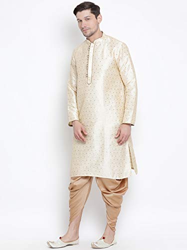 Image of VASTRAMAY Men's Royal Blue Cotton Silk Blend Kurta and Dhoti Pant Set