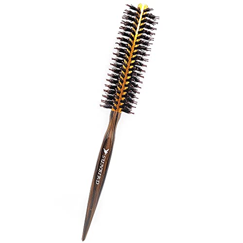 Wild Boar Bristle Nylon Round Brush For Women-For Men, Women,Dry, Wet, Fine, Thick,Curly Hair Stylingï¼Œ Curly Hair Styling Brush,Hair Salon Essential Modelling Tools (Small)