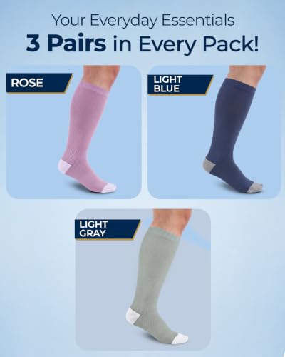 Image of Pembrook 3 Pairs Plus Size Compression Socks Wide Calf - Bamboo Viscose