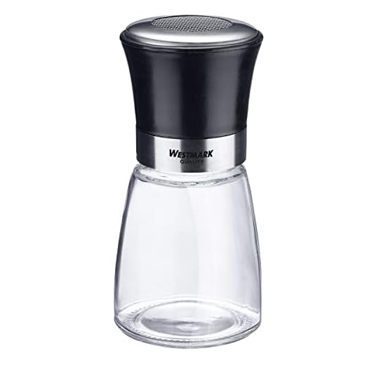 Westmark Vaso para azúcar glas, con tapa aromatizante, capacidad: 190 ml, vidrio/acero inoxidable/plástico, negro, transparente/negro/plateado, 69512260