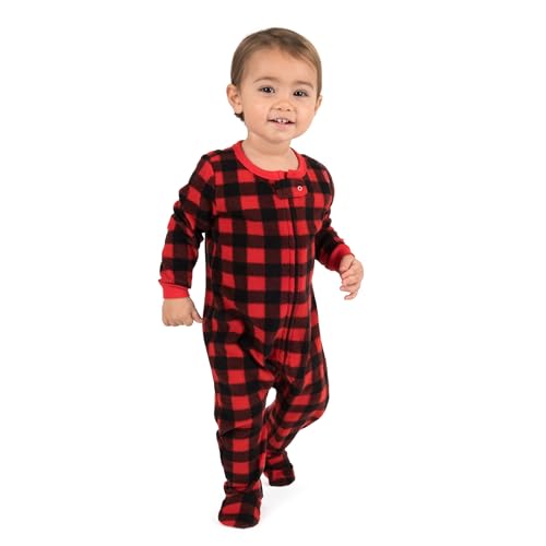 Image of Leveret Fleece Baby Boys Girls Footed Pajamas Sleeper Kids & Toddler Christmas Pajamas (3 Months-5 Toddler)