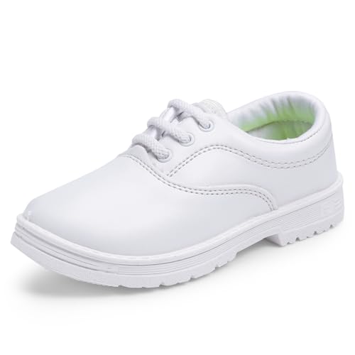 Image of DOCTOR EXTRA SOFT Unisex-Child Kids Boys Black & White Uniform School Shoes with Laces| Memory Foam Cushion & Anti-Bacterial Technology| Lightweight| Comfortable| Durable & Anti-Skid Lacing D-3002