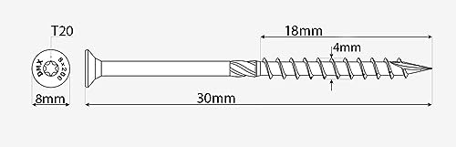 4mm x 30mm (Pack of 200) Yellow Hardened Countersunk Head Torx Wood Timber Construction Screw High Performacne Carpenter Screws J10-J13ABC - Image 2