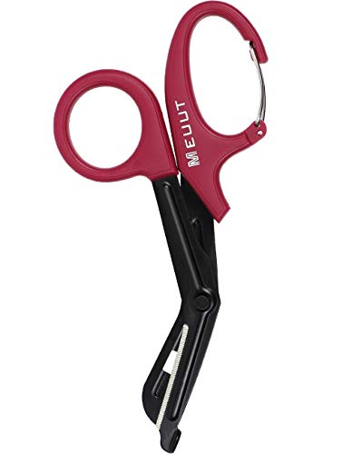 7.5 Inch Medical Shears with Carabiner-Bandage Scissors, Fluoride-Coated with Non-Stick Blades Stainless Steel EMT Scissors for EMT Workers, Doctors & Nurses (Burgundy)