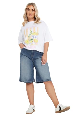 Image of Yours Curve Mid Stretch Denim Jorts - Women's - Plus Size Curve