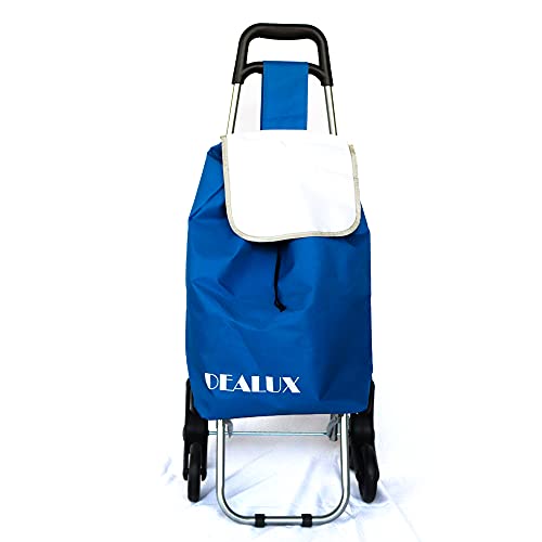 dealux Leichter und faltbarer Einkaufswagen Shoppy 2.0 Tris Farbe Blau mit 6 Rollen und Rollsystem – Bild 3