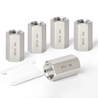 Taisher 5PCS Forging of 304 Stainless Steel Pipe Fitting, Reducer Adapter, 1/8-Inch Female Pipe x 1/8-Inch Female Pipe