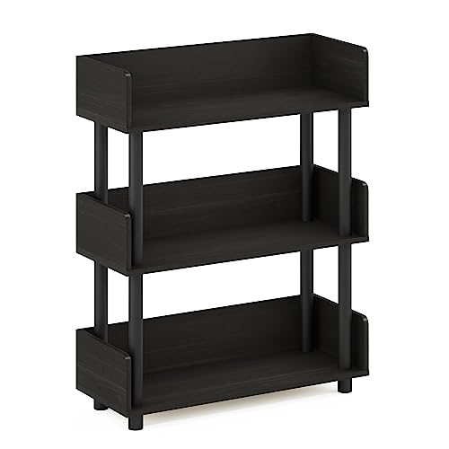 Image of Furinno TURN-N-TUBE Display Shelf, 3-Tier Storage Shelves with Side Panels, Open Shelves Book Shelf with Rounded Corner Top Edges, for Organization and Storage, Living Room, Home Office, Espresso
