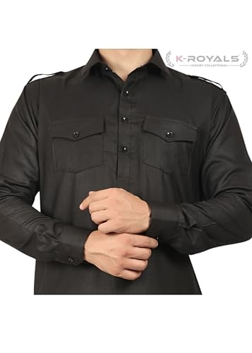 Image of K-ROYALS Full Pathani Suit for Mens /Cotton Blend Pathani kurta payjama set for mens