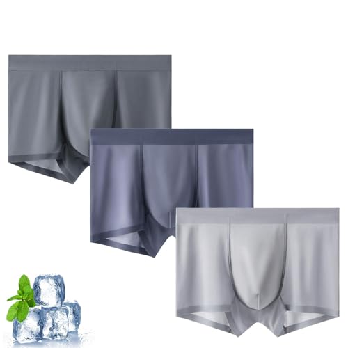 Nowazton Boxer Briefs,Ice Silk Men's Boxer Underwear,Soft Comfortable Breathable Thin Ice Silk Cooling Men's Underwear