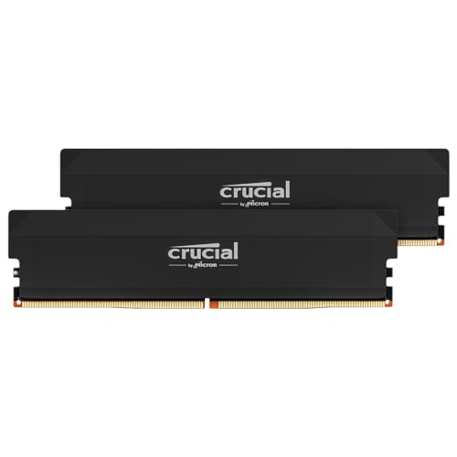 Crucial Pro DDR5 RAM 32GB Kit (2x16GB) 6000MHz CL36, Overclocking Gaming, Intel XMP 3.0 / AMD EXPO, PC Computer Arbeitsspeicher 32GB DDR5, Schwarz - CP2K16G60C36U5B