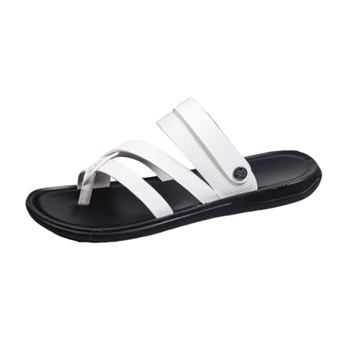 CLSQLXYJZC Men's Stylish PU Soft Foot Slip-On Correction Bunion Sandals with Arch Support, Non-slip Adjustable Two Uses Beach Walking Shoes with Orthopedic Toe Ring, for Birthday, Fathers Day