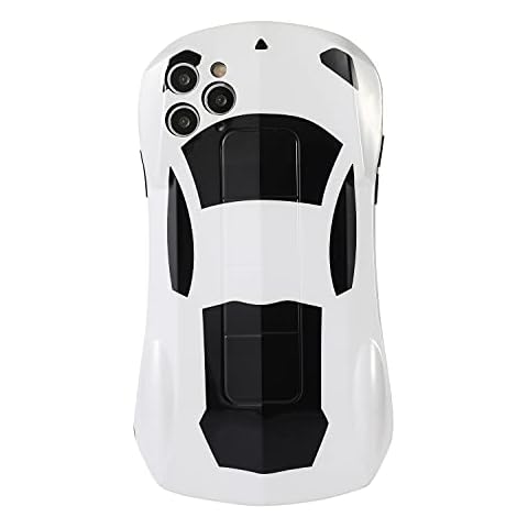 SGVAHY Cool Case Compatible with iPhone XR, Creative Fun 3D Cartoon Car Design Slim Fit Curve Soft Bumper Shockproof Protective Case (White, iPhone XR) Cover