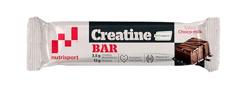 NUTRISPORT – Barrita Creatina Choco-Milk 44g 18 uds | Con 3,5g de Creatina Creapure®, Proteína de Leche y Vitaminas | Ideal como Snack Post Entreno | Rica en Fibra | Sabor Chocolate con Leche