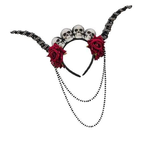 Tocado punk de calavera con diadema cómoda antideslizante para festivales