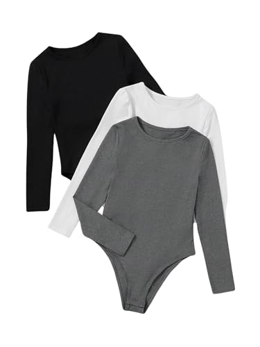 Girl's Long Sleeve T Shirt Bodysuit Tops Crew Neck Romper Jumpsuit Leotard for Girls Fall Tops