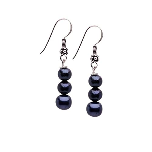 Boucles d'oreilles en perles fait main, bijoux pierres naturelles triples et argent 925