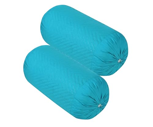 Image of RD TREND Glace Cotton Quilted Bolster Cover Size-16x32 Inches | Soft & Durable Cylindrical Pillow Cover for Bolster Pillow | Perfect for Sofa, Diwan,Couch & Bed Decor (Firoji)