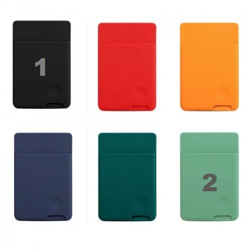 ClickCase Combo Pack of 2 Pcs. Liquid Silicone Metro/Credit Card Holder for Back of Mobile or Case,Adhesive Sleeves Stick on Phone Back Wallet for All Smart Phones (Black & Sea Green)