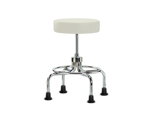 Image of Perch Retro Exam Stool with Glides, 18.5 inch-24 inch, Off-White Vinyl