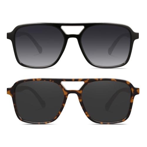 Image of GRFISIA Retro Aviator Sunglasses for Women Men Trendy Rectangle Womens Mens Sun Glasses Shades for Driving Vacation UV400