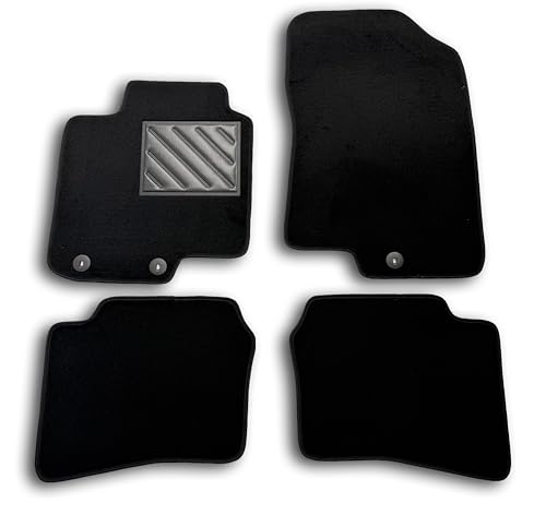 Fußmatten für Hyundai i20 (GB) 12.2014>12.2018, passgenau, rutschfest, Absatzschoner aus verstärktem Gummi, Verankerungsknöpfe, Schwarz