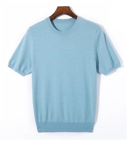 Men's Summer Wool Knitted Short-Sleeved Thin Solid Color O-Neck Loose Breathable Sweater2