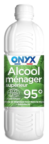 Onyx - Alcool Ménager Supérieur 95° - Désinfectant - Nettoyant - Élimine les Bactéries et Microbes - Ecocert - 100% d'Ingrédients d'Origine Naturelle - Fabrication Française - 1L