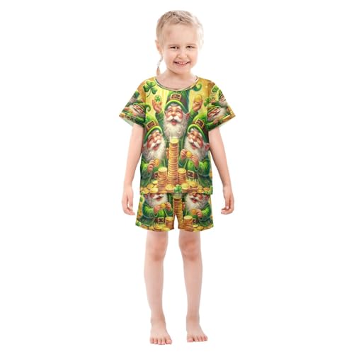 Gnome St Patrick Pajama Set Short Sleeve Pajamas Shorts Sets Cotton Soft Loungewear Sleepwear 5Y3