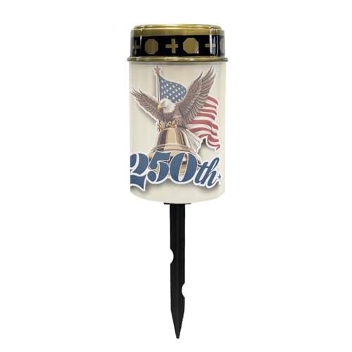 Image of Poceacles Eagle American Flag 250th Print Solar Candle Cemetery Solar Lights for Grave LED Garden Flameless Powered Pathway Lights for Independence Day USA 250th Anniversary Decor