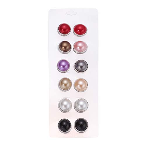 HEALLILY Magnetic Scarf Brooch Magnetic Button Brooch Pin Pearl Pin Brooch for Women Ladies 12Pcs (Silver)