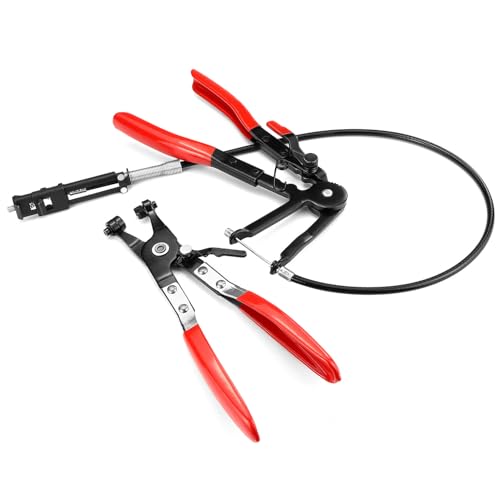 QWORK Conjunto de alicate de mangueira de cabo flexível de 61 cm e faixa plana - aço de alto carbono