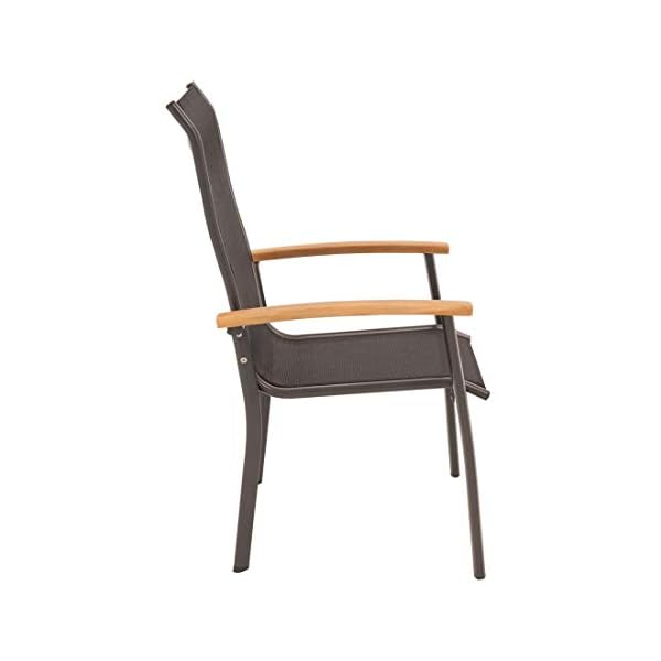 OUTLIV. Alpha Gartenstuhl mit Teak-Armlehnen Anthrazit