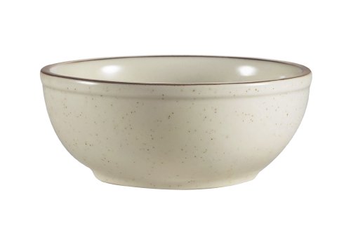 CAC China AZ-18 Arizona 5-7/8-Inch Brown Rim Brown Speckled American White Stoneware Nappie, 15-Ounce, Box of 36