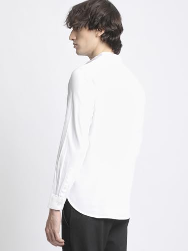 Image of The Bear House Men Classic White Solid Slim Fit Casual Shirt