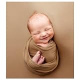 Ederafoto 3Pcs Newborn Photography Props Baby Photoshoots Photo Posing Wraps Backdrops with Headband Stretch (Wrap + Backdrop + Headband, Light Coffee)