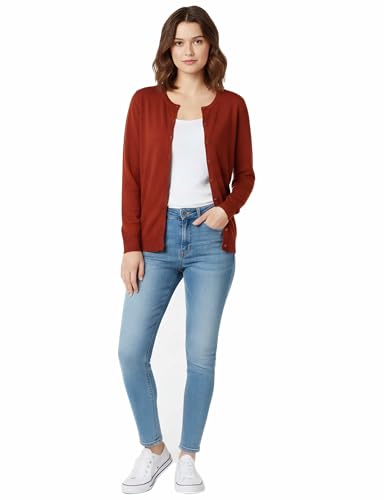 Image of Allsense Women's Long-Sleeve Crewneck Cardigan | Classic Button Down Sweater, Soft Fine Knit, Lightweight