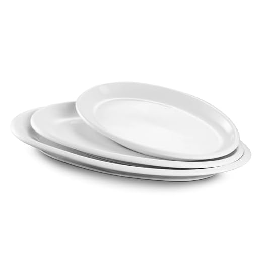 DOWAN Platos Grandes para Servir, 16 "/ 14" / 12" Juego de 3 Platos Ovalados para Servir, Platos de Porcelana Blanca para Aperitivos, Invitados, Fiestas, Carne de Pavo, Restaurante y Hogar