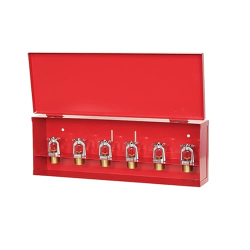 Image of Nibras Fire Sprinkler Spare Head Cabinet Red Steel 6 Head Box for 1 /2 inch and 3 /4 inch NPT Sprinkler Heads Wall-Mounted Emergency Storage NFPA 13 and 25 Compliant Durable & Easy to Install