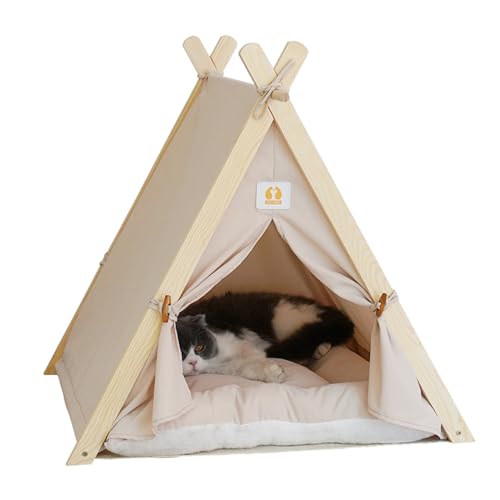 【Amazon.co.jp 限定】猫ハウス 猫用ベッド ペットベッド キャットハウス 小型犬小屋 ベッドマット 暖房 エアコン適応 快適 柔らかい 水洗え 暖かい 用寝袋 休憩所 寝床 室内用 (クリーム)