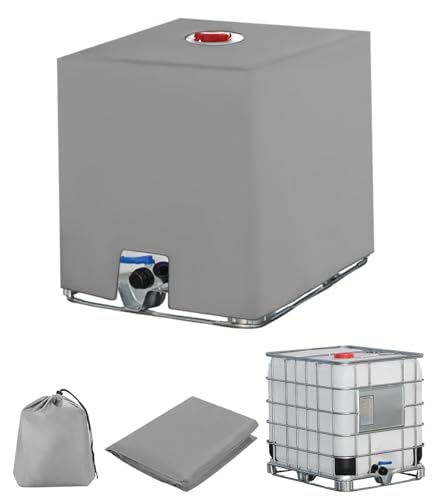 Cubierta para Depósito de Agua 1000 litros, IBC Funda Deposito Protección, Antipolvo Anti UV Grifo Deposito de Agua, Tapa Deposito Agua Lluvia, Cubierta Contenedor IBC (120 x 100 x 116 cm, Gris)