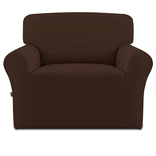 Easy-Going Fleece Stretch Sofa Slipcover Spandex Non-Slip Soft Couch Sofa Cover, Washable Furniture Protector with Anti-Skid Foam and Elastic Bottom for Kids, Pets(Chair, Coffee)