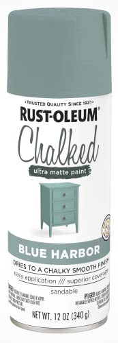 Image of Rust-Oleum Harbor Blue Chalked All-in-One Ultra Matte Spray Paint | One Coat Coverage | No Primer, Sanding, Or Topcoat Needed | Easy Spray Application | Made in USA | 12 OZ
