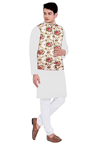 Image of Os mens kurta pyjama with nerhu jacket combination of baap-beta & father and son's | 100% cotton kurta pyjama | Nerhu jacket satin material