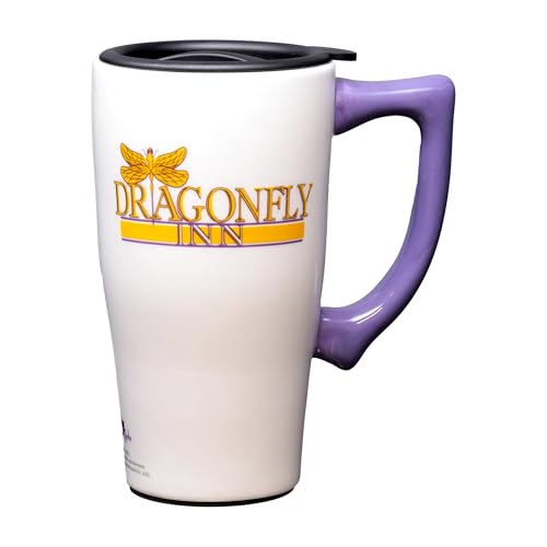 Image of Spoontiques - Ceramic Travel Coffee Mug with Lid and Handle - Spill Proof Lid - Double Walled Mug for Hot and Cold Beverages - Microwave and Dishwasher Safe - Gilmore Girls Travel Mug