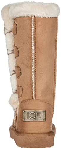 Girls Kids Four Button Faux Fur Lined Shearling Mid Calf Winter Boots4