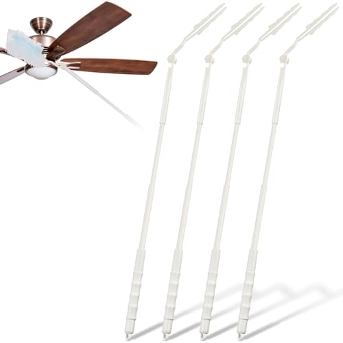Image of Colingmill 4 Pcs 3 ft Replacement Handles Compatible with Duster Refills, Long Extended Handle Only, Adjustable Length for Ceiling Fans, Blinds, Shelves, Windows, Foldable & Extendable (White)