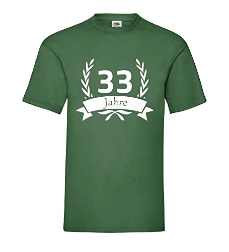 T-shirt 33 ans homme vert bouteille XXXL avec couronne laurier