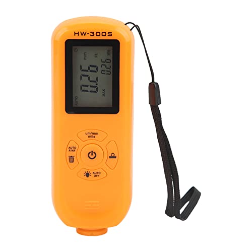 Paint Depth Gauge, Paint Coating Thickness Gauge, Depth Meter, with 3 Units Um Mm Mils, 2 Readings Per Second Maximum Measurement, Precisionmeasuring (Orange)